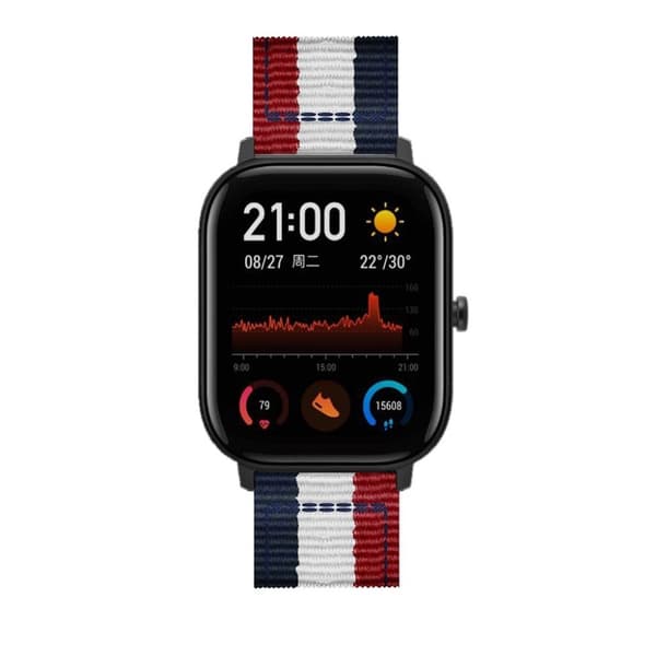 Amazfit GTS pystysuora nylonkellonauha - Sininen / Musta / Punainen Multicolor