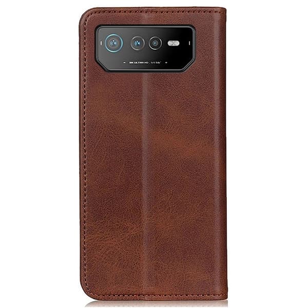 Flip Etui med Pung i Ekte Lær til ASUS Rog Phone 6 - Kaffe Brown