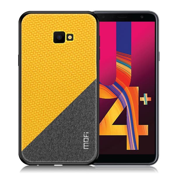 MOFI Samsung Galaxy J4 Plus (2018) honor series hybridfodral i läder - Gul Gul