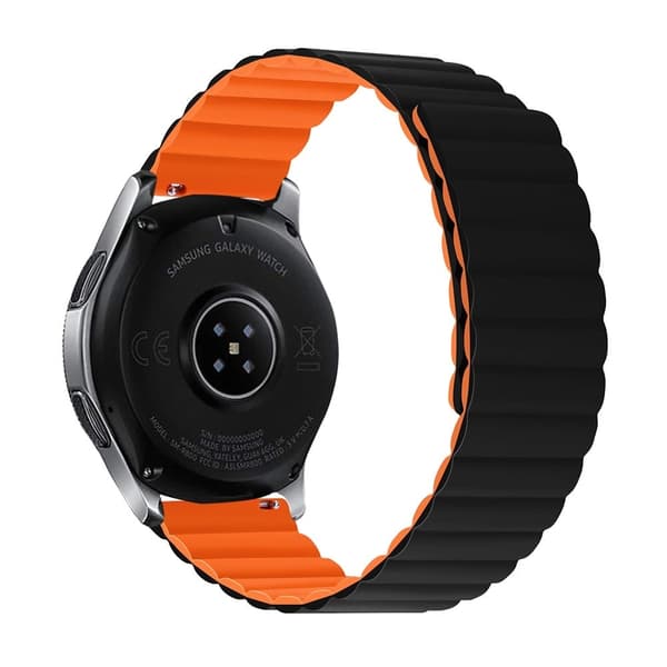 22 mm universal urrem i silikone - Sort / Orange Størrelse: L Black