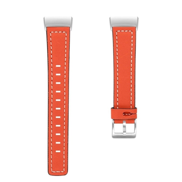 Fitbit Charge 3 lehmännahkainen aito nahkakellon ranneke - Oranssi Orange