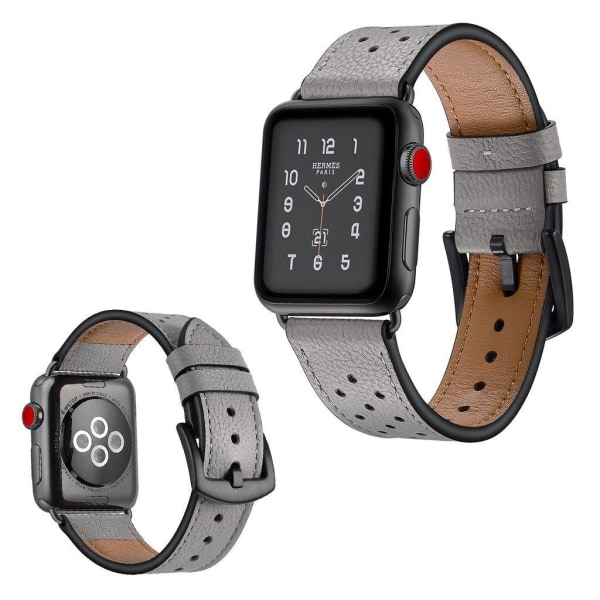 Crazy Horse Apple Watch Series 5 40mm ægte læder Urrem - Grå Silver grey