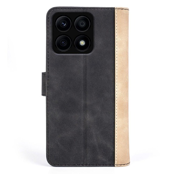 Two-color leather flip case for Honor X8a - Black Black