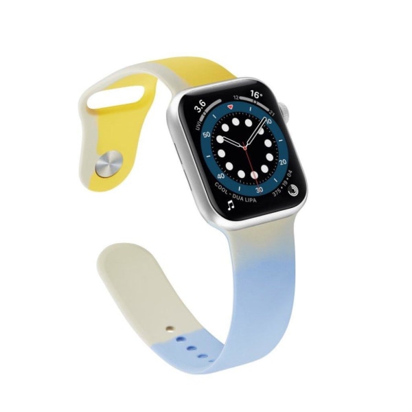 Apple Watch 40mm kontrastivärinen silikonikellon hihna - Keltainen / Valkoinen / Sininen / Koko: L Multicolor