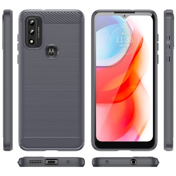 Carbon Flex Motorola Moto G Play (2022) deksel - Grå Silver grey