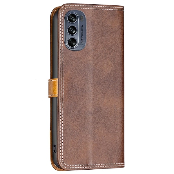 BINFEN kaksivärinen nahkakotelo Motorola Moto G62 5G - Kahvi Brown