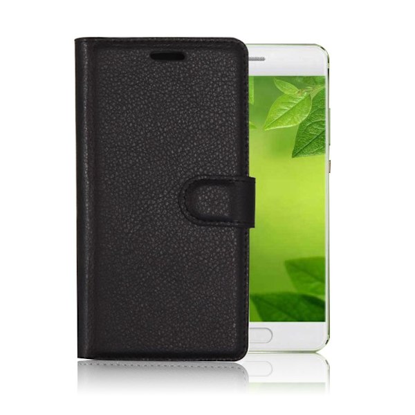 Huawei P10 stilfuldt og holdbart læder etui - Sort Black