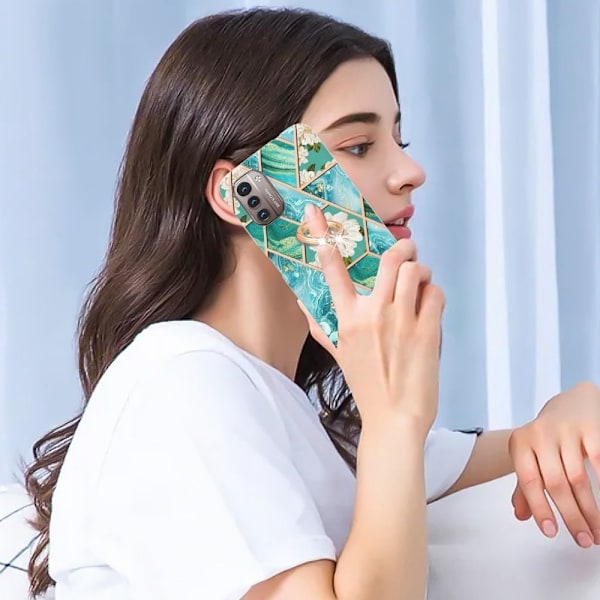 Marmormotiv Nokia G11 / Nokia G21 skal - Blå Blommor Blå