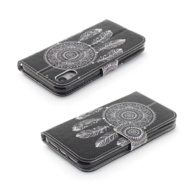 IPhone 9 mobilfodral syntetläder silikon stående plånbok - Fjäde Silvergrå