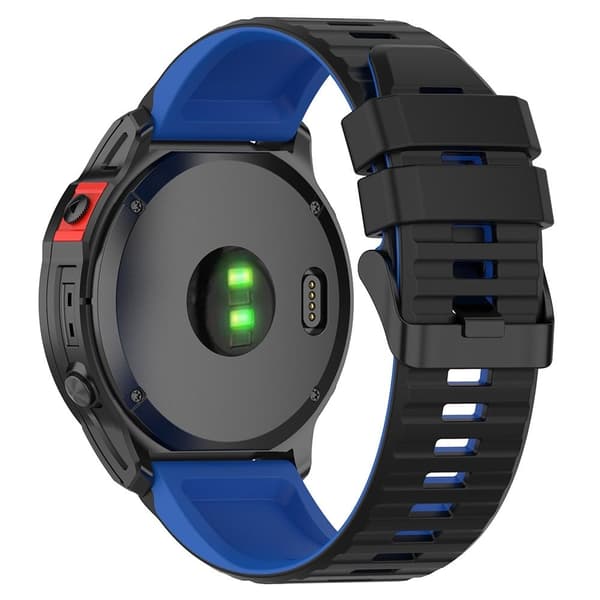 Garmin Fenix 7 Pro silikonerem med tofarvede vandrette striber - Sort / Blå Blue