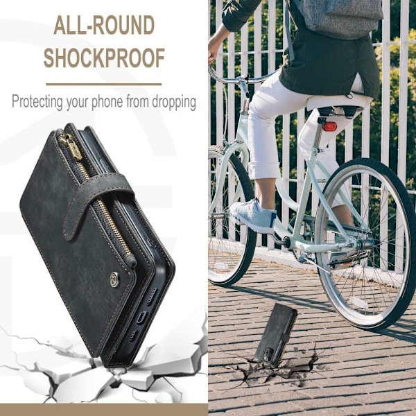 CaseMe iPhone 12 Pro Max etui med lynlås og pung - Sort Black