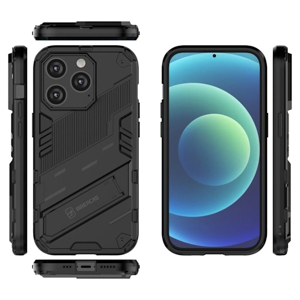 Shockproof Hybrid Suojakuori With A Modern Touch For iPhone 14 Pro Max - Musta Black