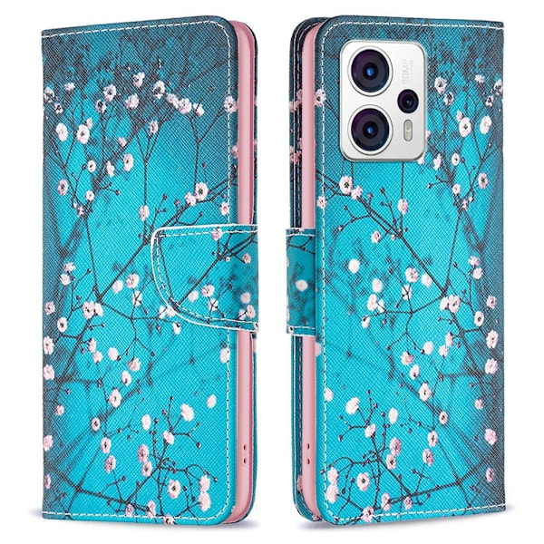 Wonderland Motorola Moto G23 / G13 / G53 Flip Fodral - Plum Blossom Blå