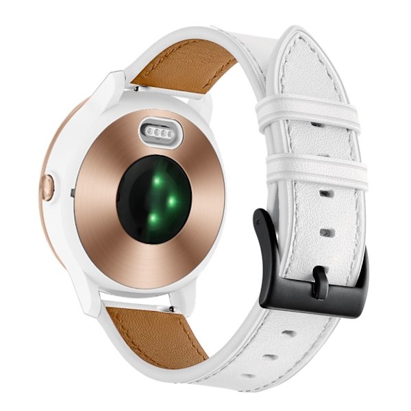 Garmin Vivoactive 3 / Vivomove HR klockarmband i äkta läder - Vit Vit