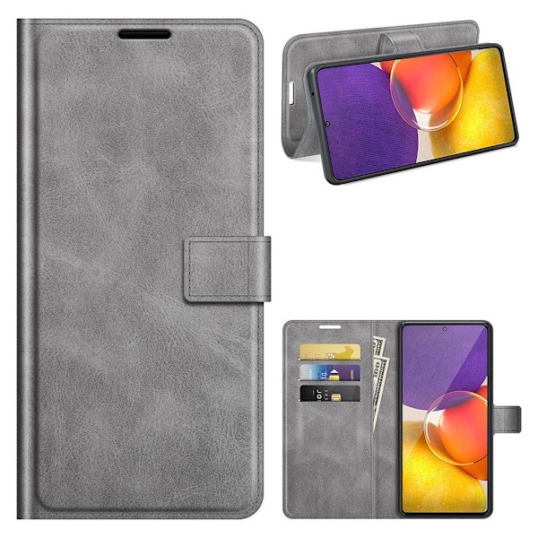 Wallet-style Lær Etui til Samsung Galaxy Quantum 2 - Grå Silver grey