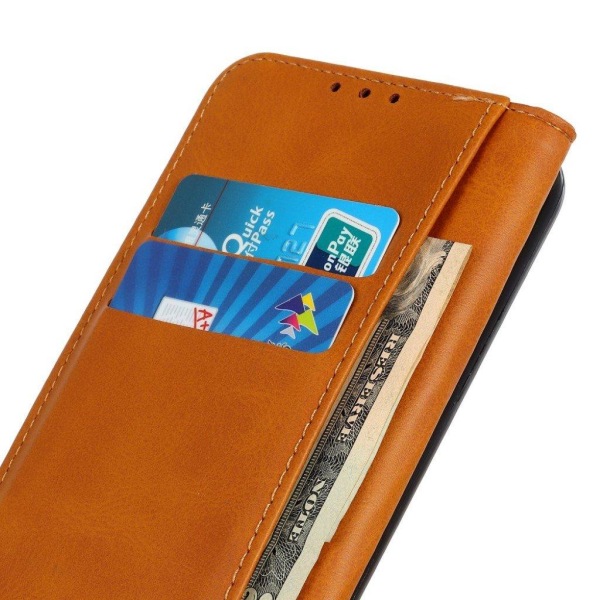 iPhone 13 Pro Max flip etui i ægte læder med pung – Brun Brown