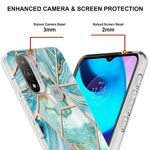 Marble Motorola Moto E30 / E20 / E40 Etui - Blå Blue