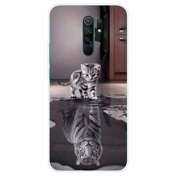 Deco Xiaomi Redmi 9 Suojakotelo - Kissa Silver grey