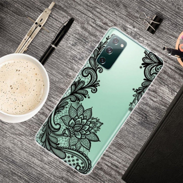 Deco Samsung Galaxy S20 FE 5G / Samsung Galaxy S20 FE skal - Spetsblomma Svart