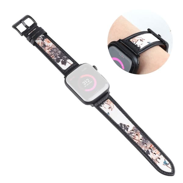 Apple Watch 40mm pattern landscape leather watch strap - Brown Brun