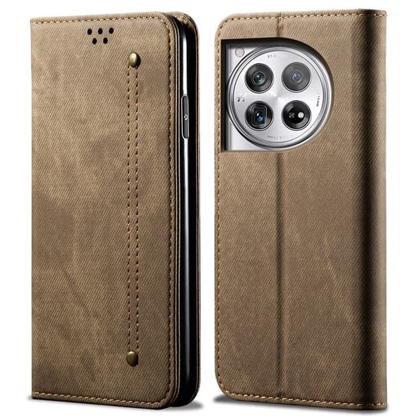 Jeans OnePlus 12R / OnePlus Ace 3 flip etui - Khaki Brown