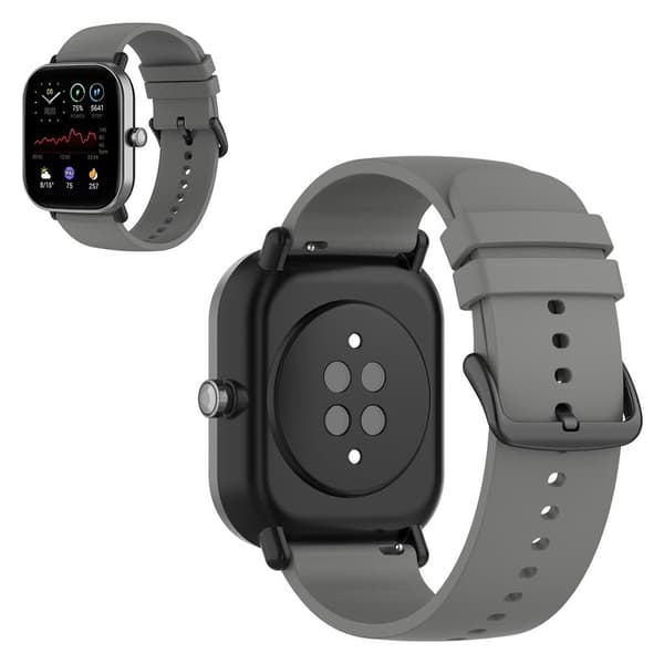 20 mm enkelt klockarmband i silikon för Amazfit-klocka - Mörkgrå / Svart Spänne Silvergrå