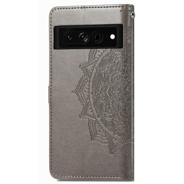 Mandala läder Google Pixel 7 Pro fodral - Silver/Grå Silvergrå