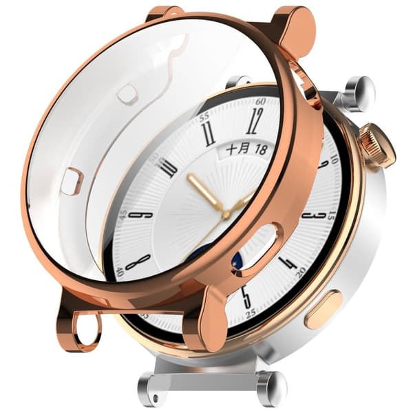 Huawei Watch GT 4 41mm Flexibelt klockfodral Fullt skydd Galvaniserat klockfodral - Roséguld Rosa