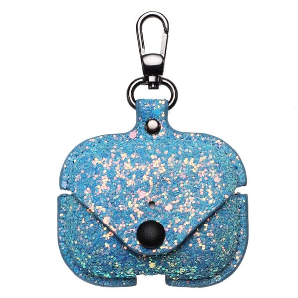 Airpods Pro unikt læderetui i glitterstil - Blå Blue