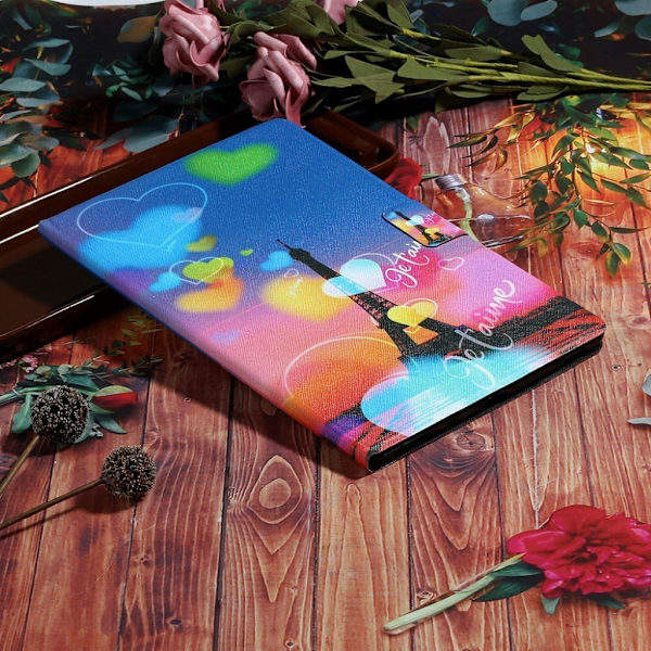 Samsung Galaxy Tab S7 cool mønster læder flip etui - eiffel tårnet Multicolor