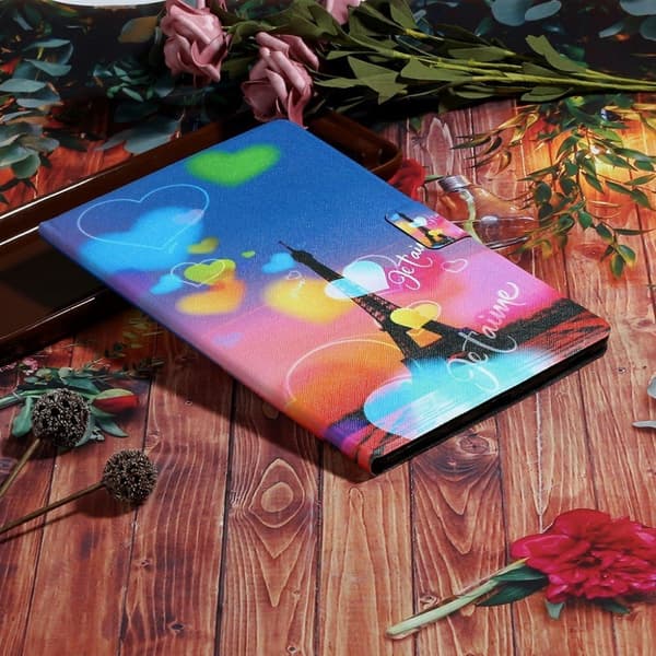 Samsung Galaxy Tab S7 Cool Mønster Lær Flippetui - Eiffel Tower Multicolor