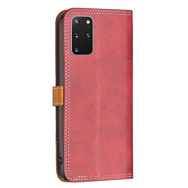 BINFEN kaksivärinen nahkakotelo Samsung Galaxy S20 Plus - Punainen Red