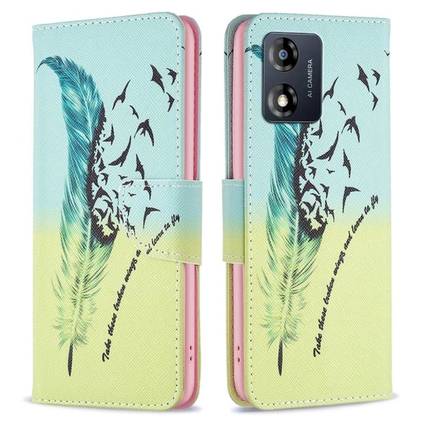 Wonderland Motorola Moto E13 Flip Fodral - Fjäder Grön
