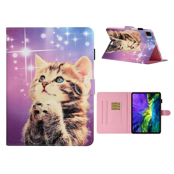 iPad Pro 11 tum (2020) / (2018) coolt mönstrat flipfodral i läder - Katt multifärg