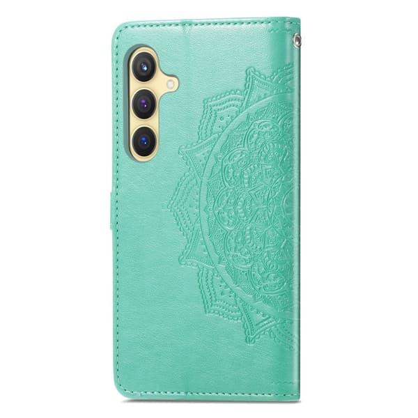 Mandala Samsung Galaxy S24 etui i lær - Grønn Green