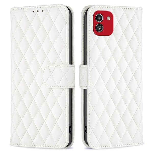 Rhombus mat Samsung Galaxy A03 flip etui - Hvid White