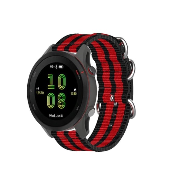 Garmin Forerunner 255 nylon watch strap - Black / Red / Black / Multicolor
