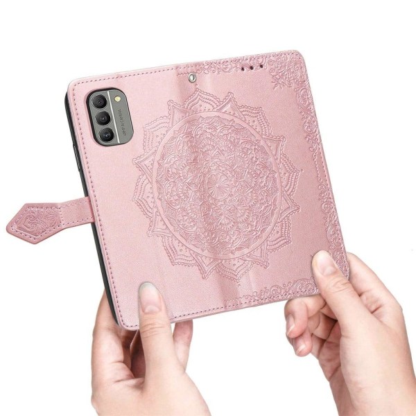 Mandala Nokia X30 Flip Etui - Rødguld Pink