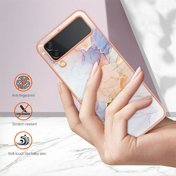 Marmormotiv Samsung Galaxy Z Flip4 skal - Milky Way Marmor Vit multifärg