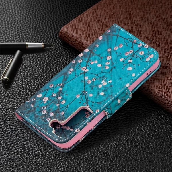 Wonderland Samsung Galaxy S22 flip etui - Blommeblomst Blue