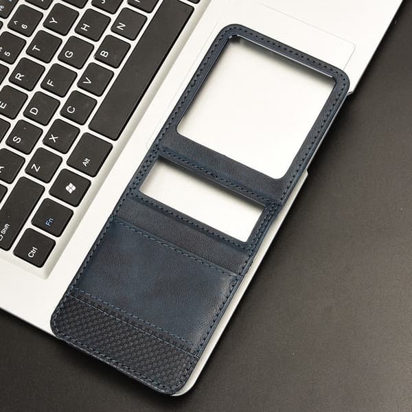 Infinix Zero Flip 5G X6962 Etui Retro Texture Leather Bumpresistent Phone Cover med kortplads - Blå Blue