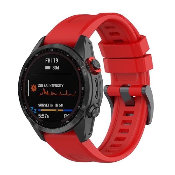 20mm Garmin Fenix 7S / Instinct 2S silicone watch strap with metal buckle - Red Red