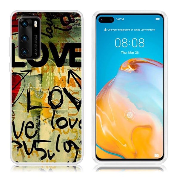 Deco Huawei P40 deksel - KJÆRLIGHET Mønster Multicolor