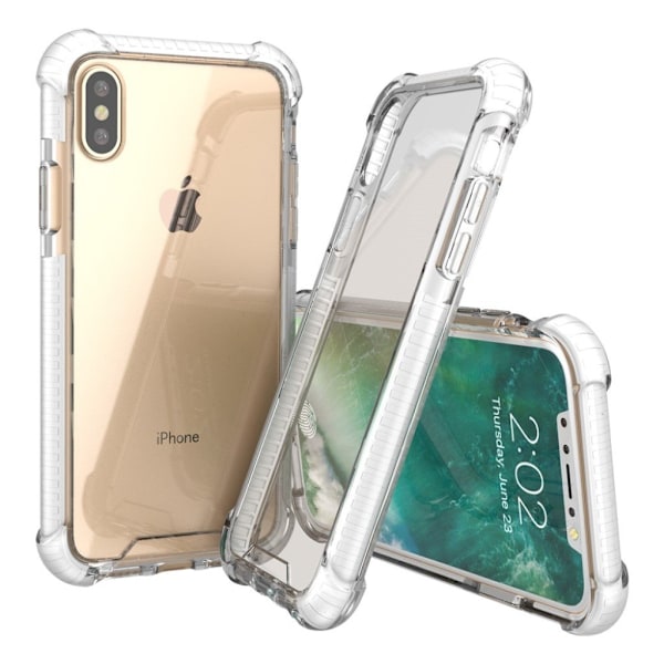 iPhone X krystalklart TPU hybrid etui - Hvid White