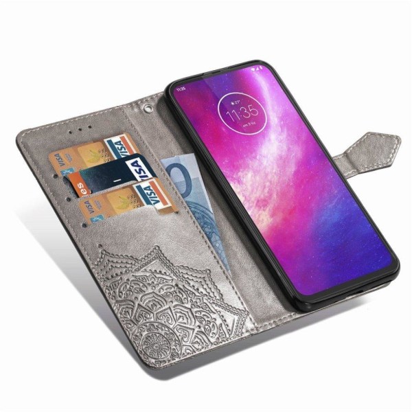 Mandala läder Motorola Moto G8 Power fodral - Silver/Grå Silvergrå