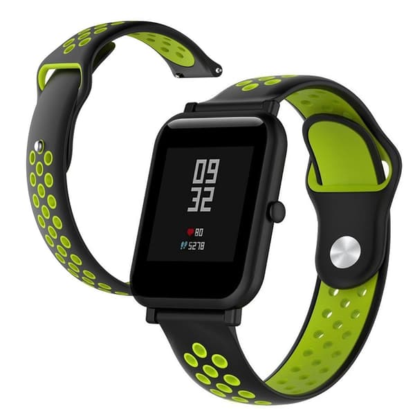 Huawei Watch / TalkBand B5 to-farvet silikone Urrem - Sort / Grøn Black