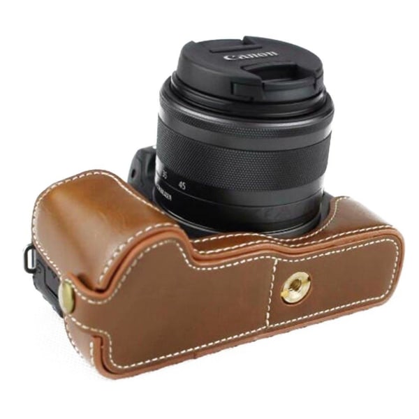 Canon EOS M50 halvt kamera beskyttelsesetui i kunstlæder med bun Brown