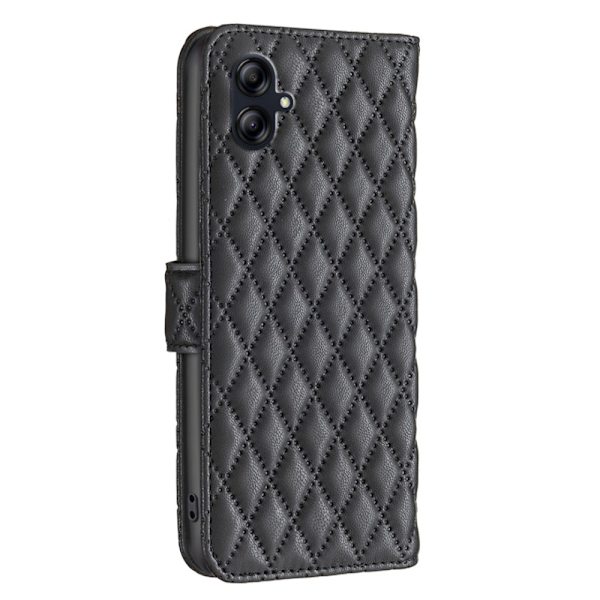 Rhombus mat Samsung Galaxy A04e flip etui - Sort Black