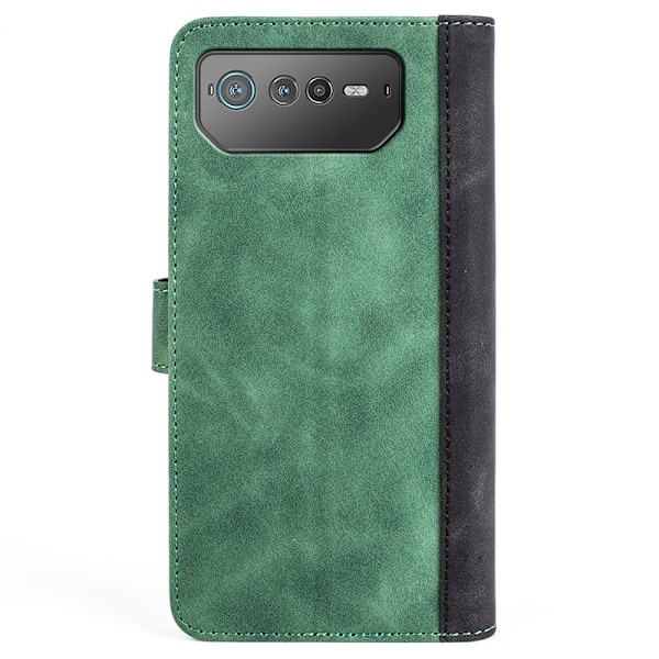 Kaksivärinen nahkainen läppäkotelo Asus ROG Phone 6 - Vihreä Green