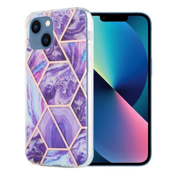 Marble iPhone 13 Etui - Mørkelilla Purple